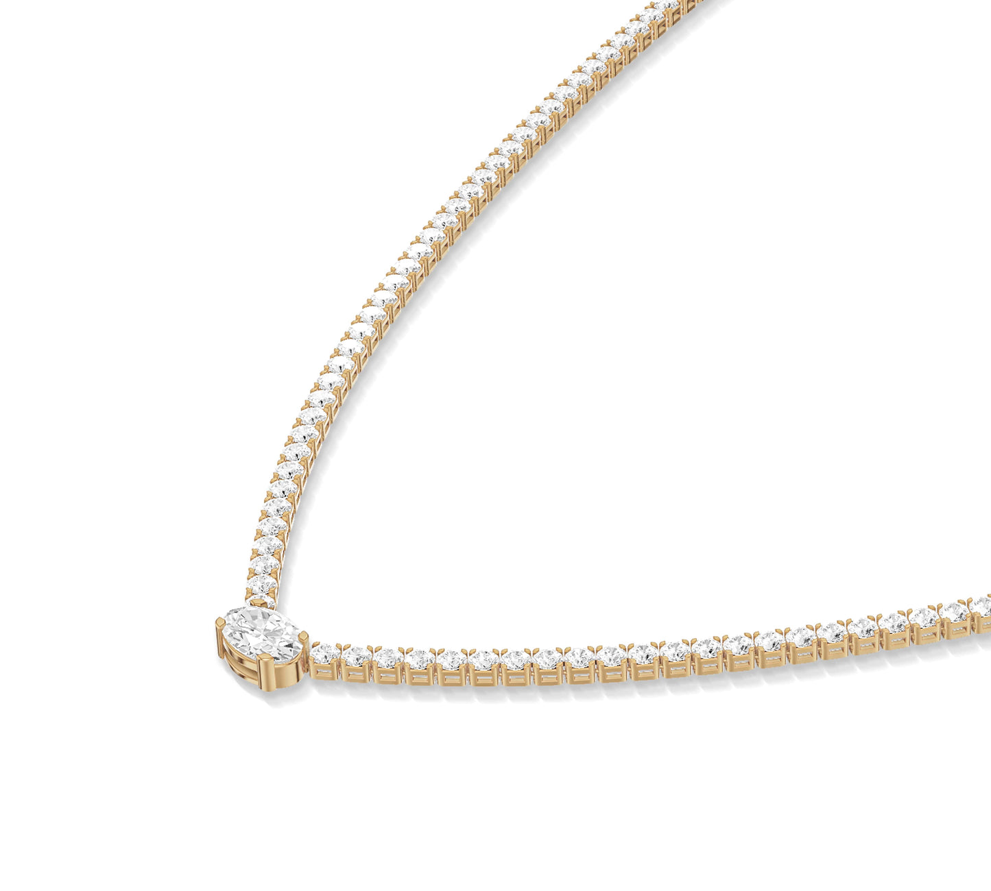 yellow gold diamond tennis necklace