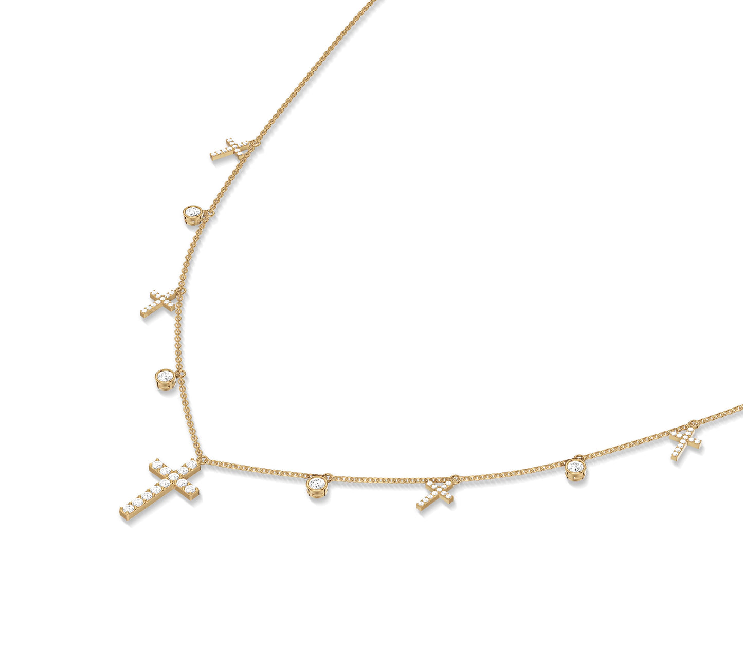Yellow gold dainty choker with crosses