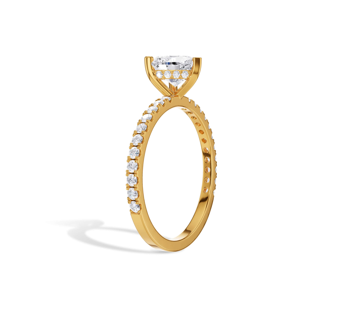 Romantic yellow gold ring with heart diamond center