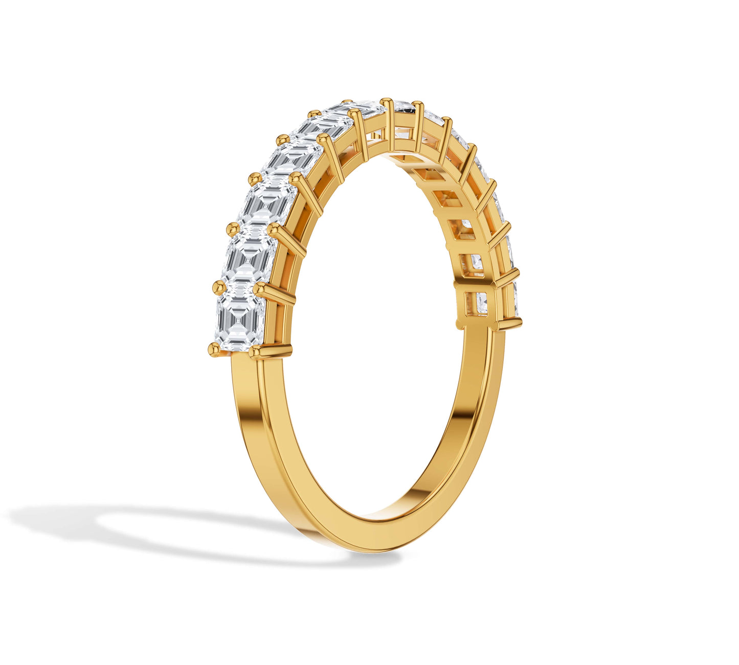 yellow gold asscher cut eternity band