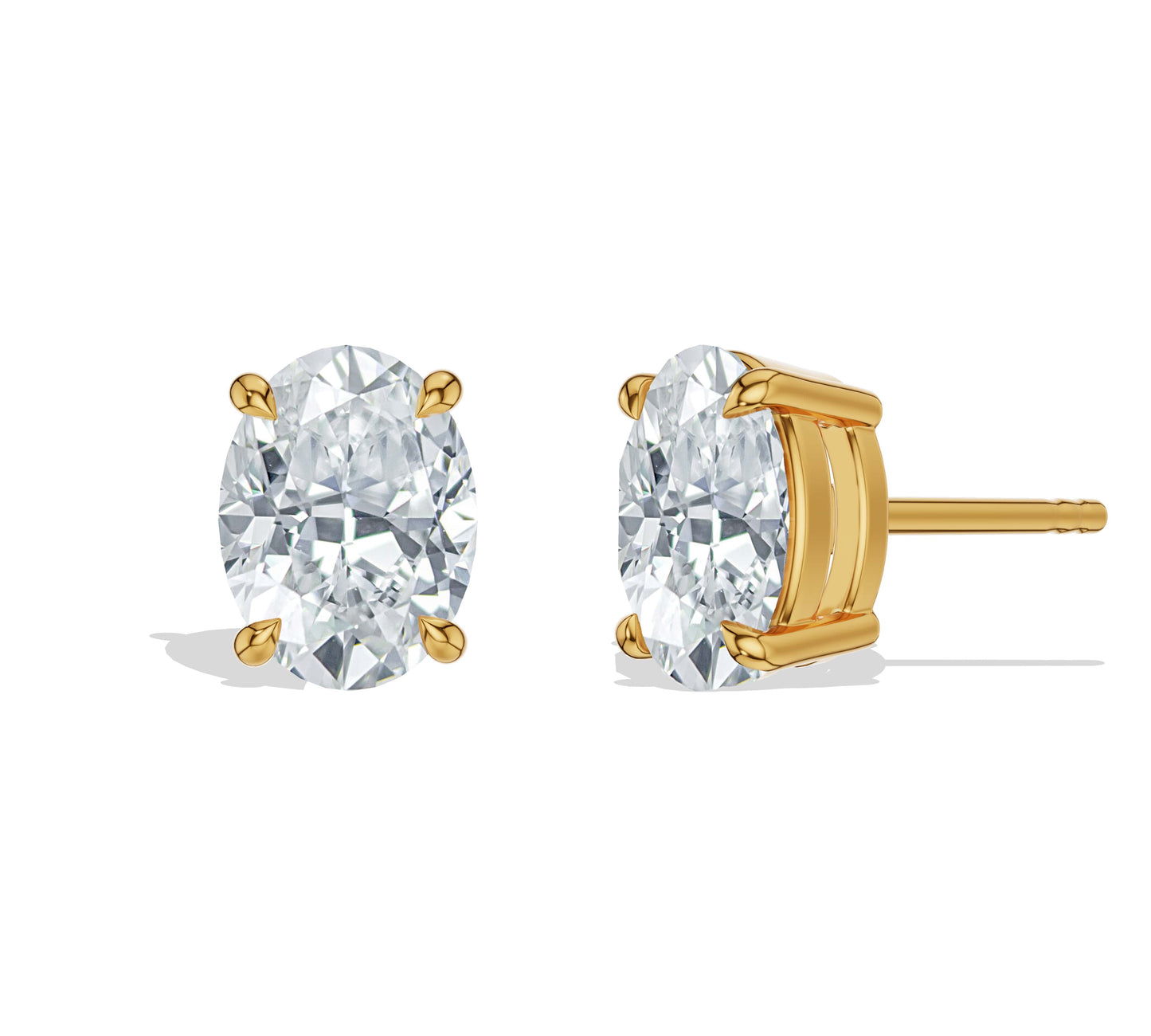 yellow gold oval diamond stud earrings