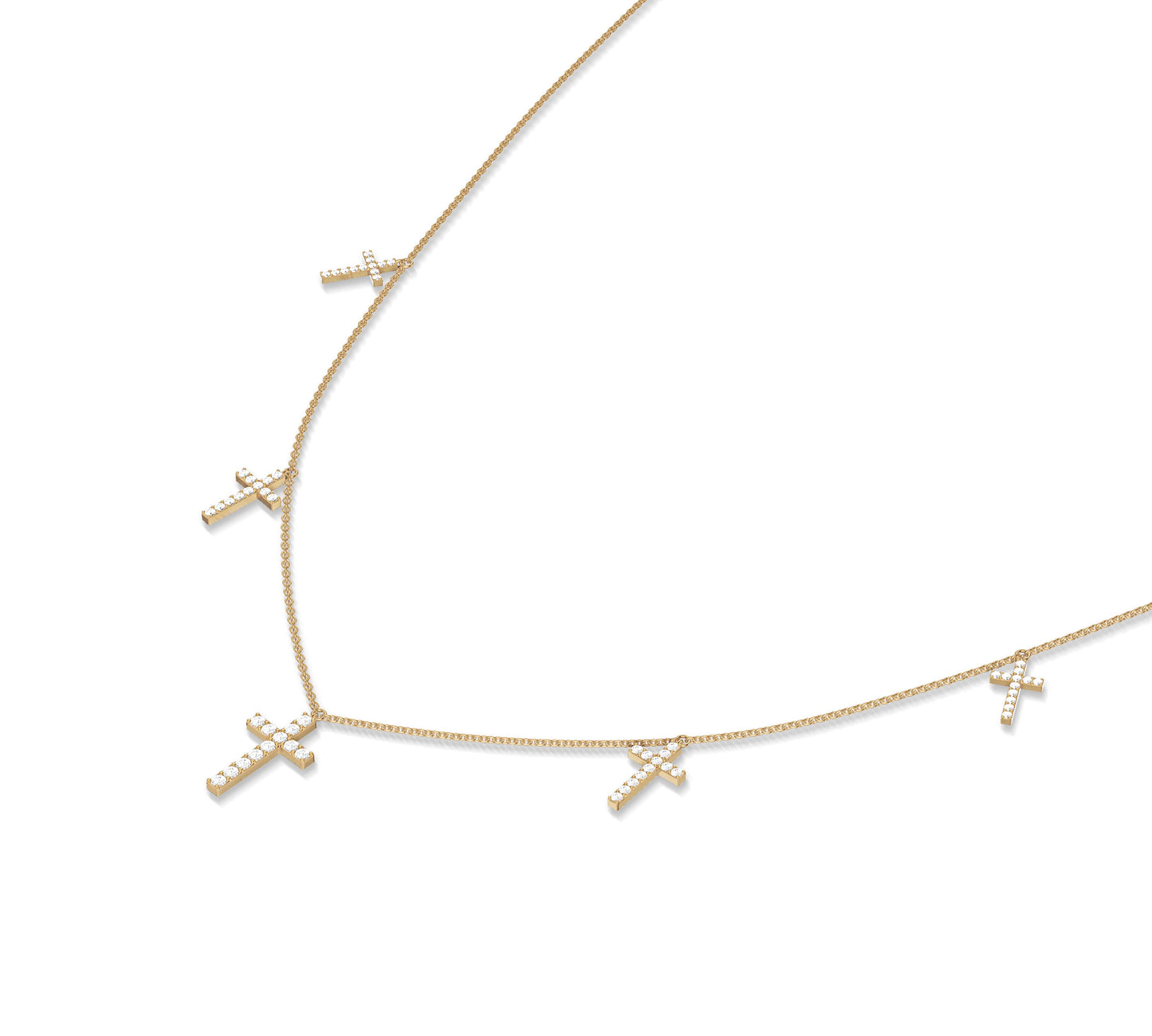 Dainty layered cross necklace in 14K gold