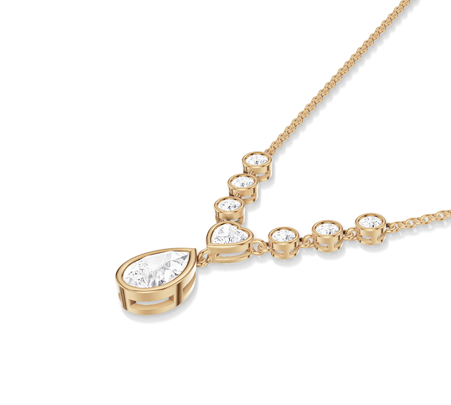 long pendant necklace in yellow gold