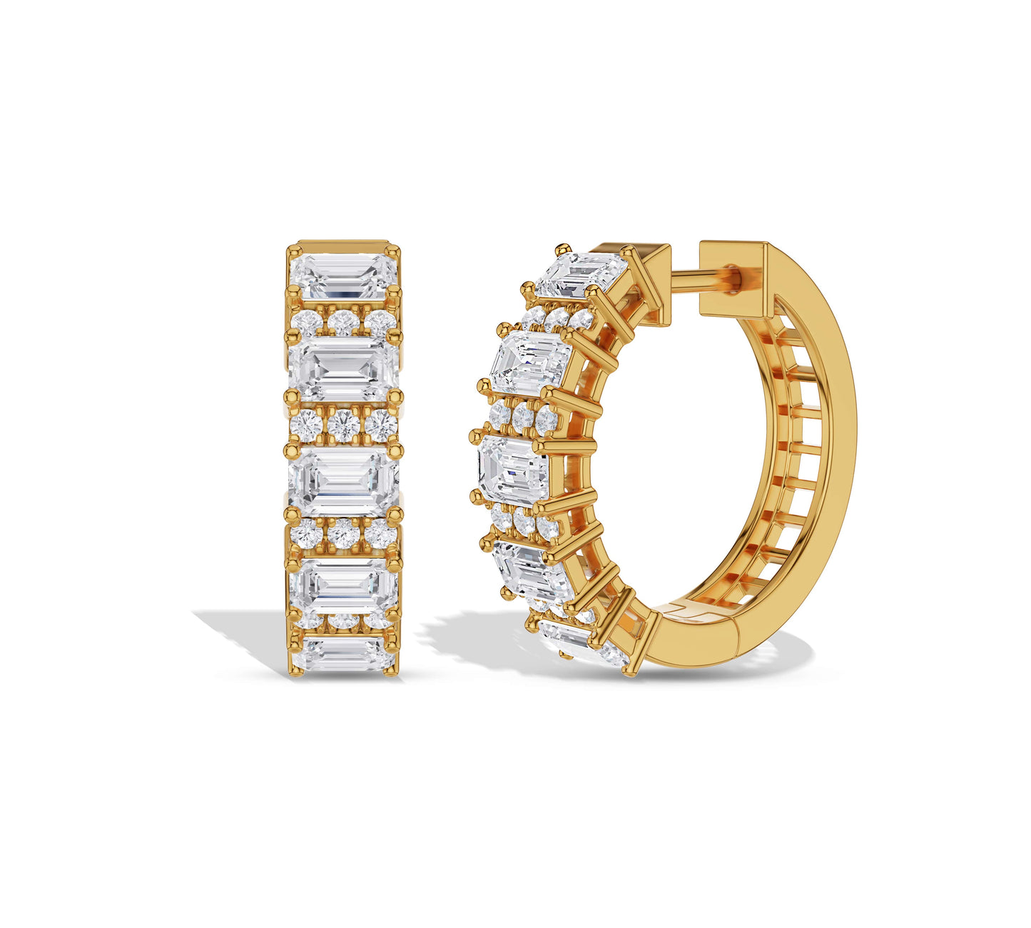 Round and Emerald Hoops