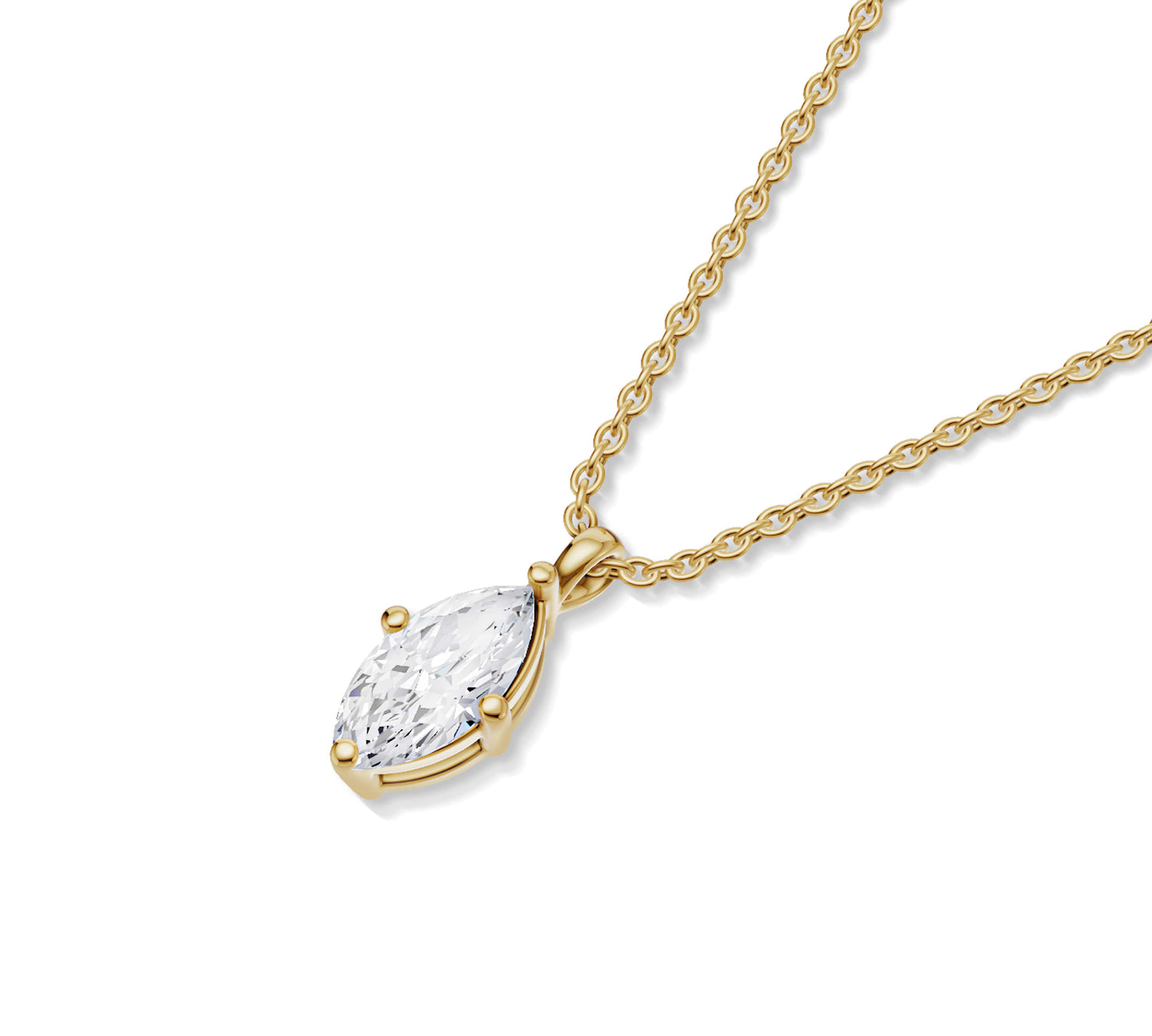 floting marquise solitaire diamond necklace