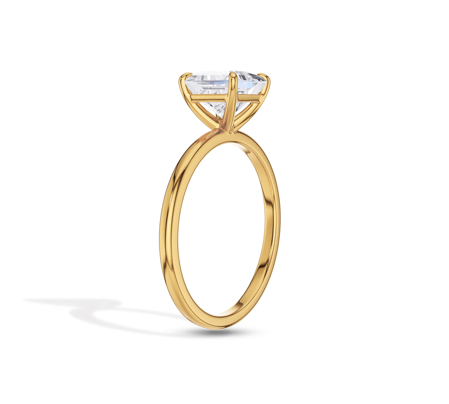 Princess solitaire engagement ring in yellow gold