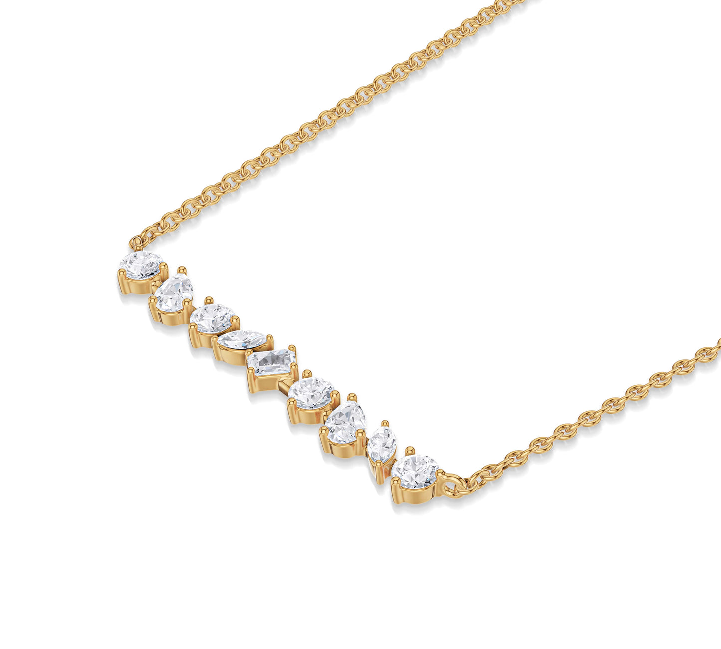 yellow gold and diamond bar necklace