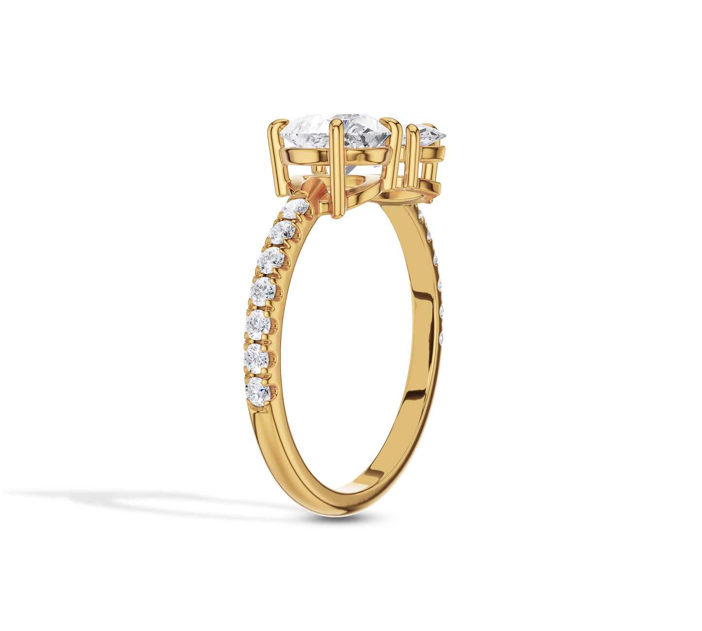 Dual shape Toi et Moi engagement ring in yellow gold