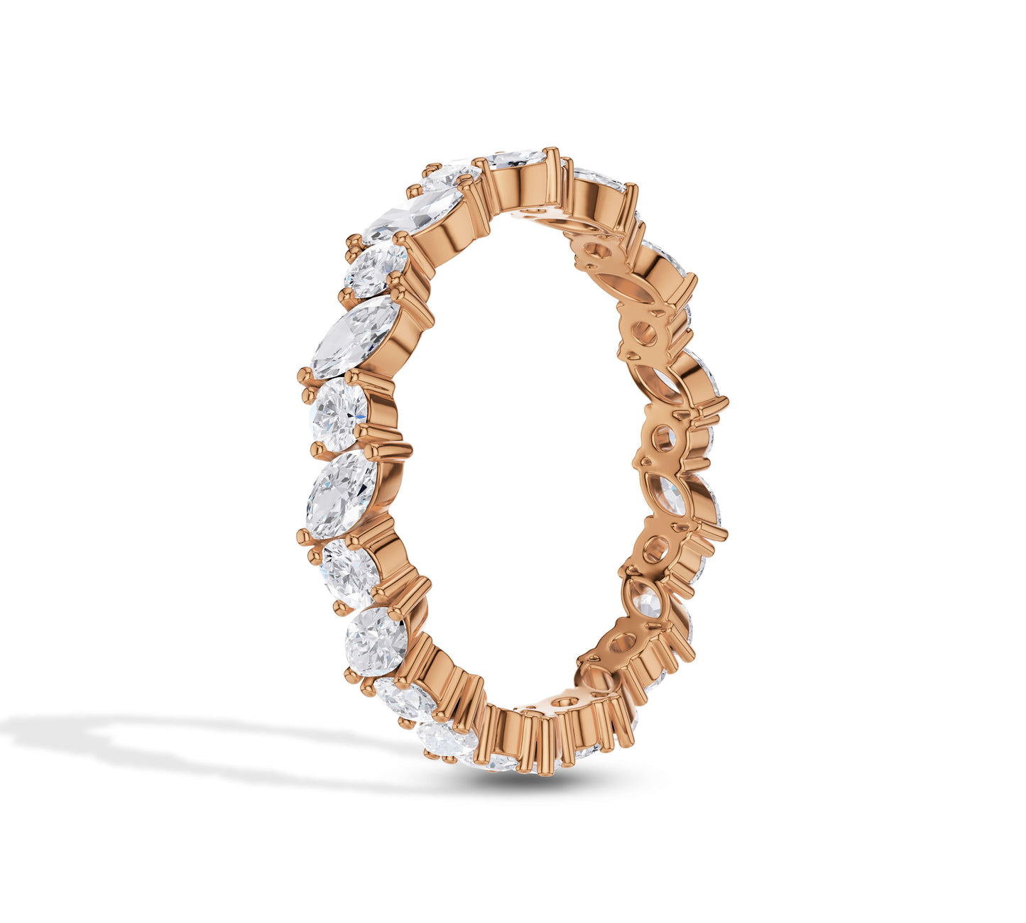 Modern bridal ring with marquise diamonds