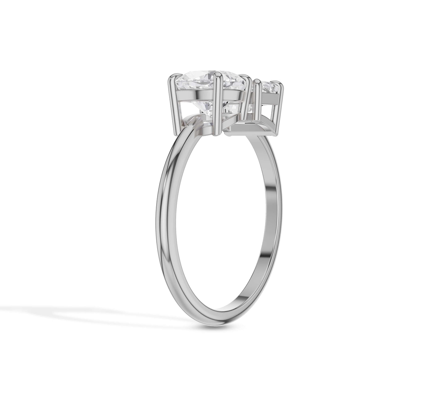 White gold lab diamond ring in modern dual-stone style