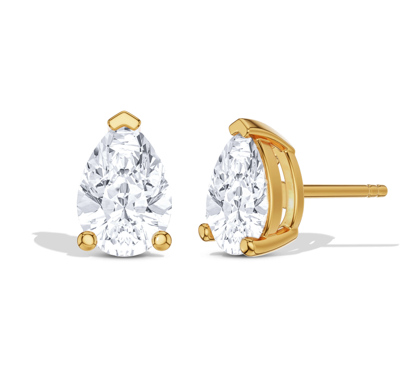Teardrop diamond earrings in gold