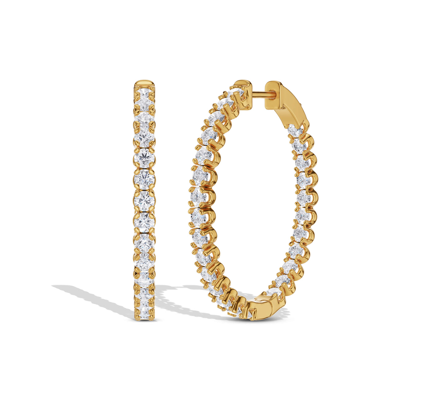 Round diamond hoops with full sparkle