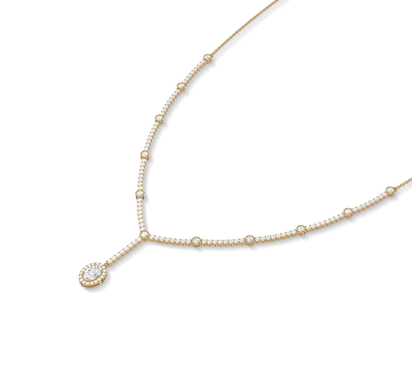 Sustainable oval moissanite necklace in 14K yellow gold