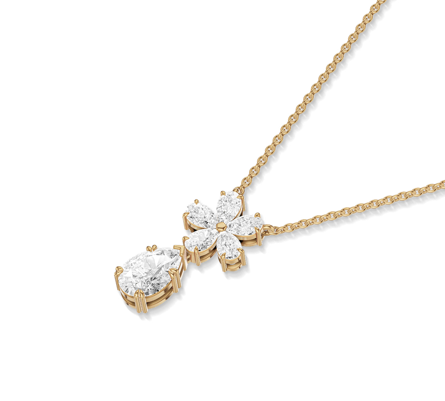 14K yellow gold flower pendant necklace for women