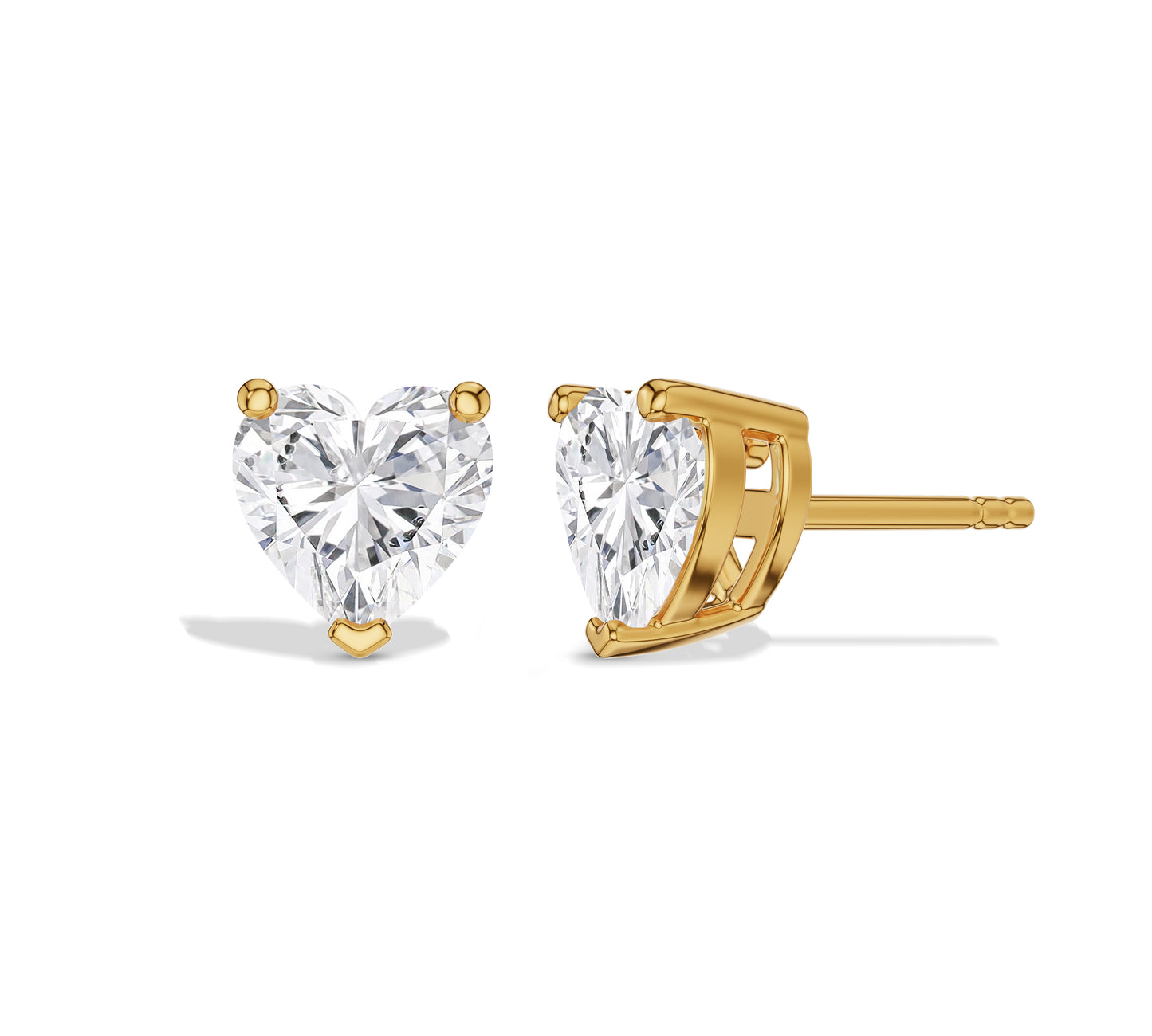 heart earrings in yellow gold
