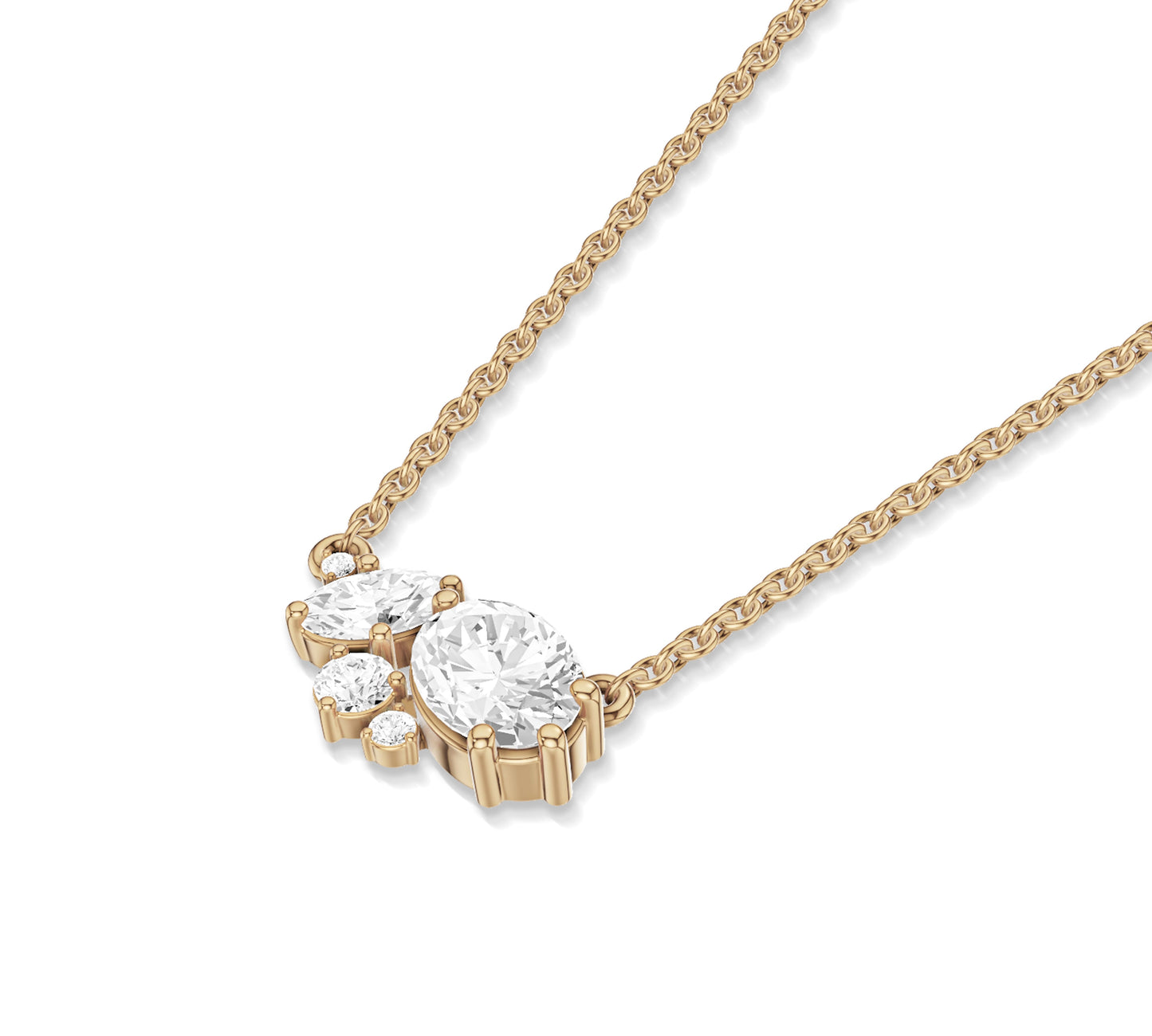 Oval and marquise diamond combo necklace in gold