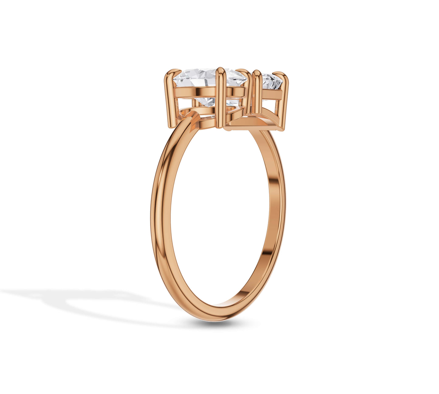 Oval & Emerald Diamond Toi et Moi with Pave Band