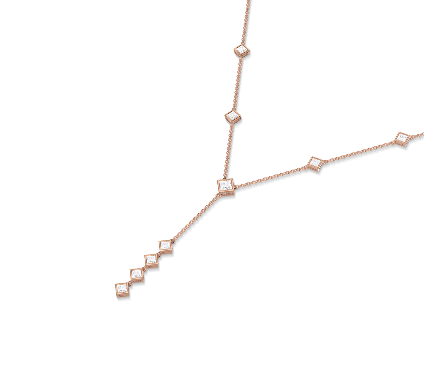 Princess diamond lariat necklace