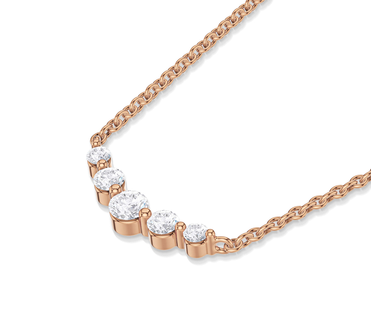 14k rose gold diamond bar necklaces