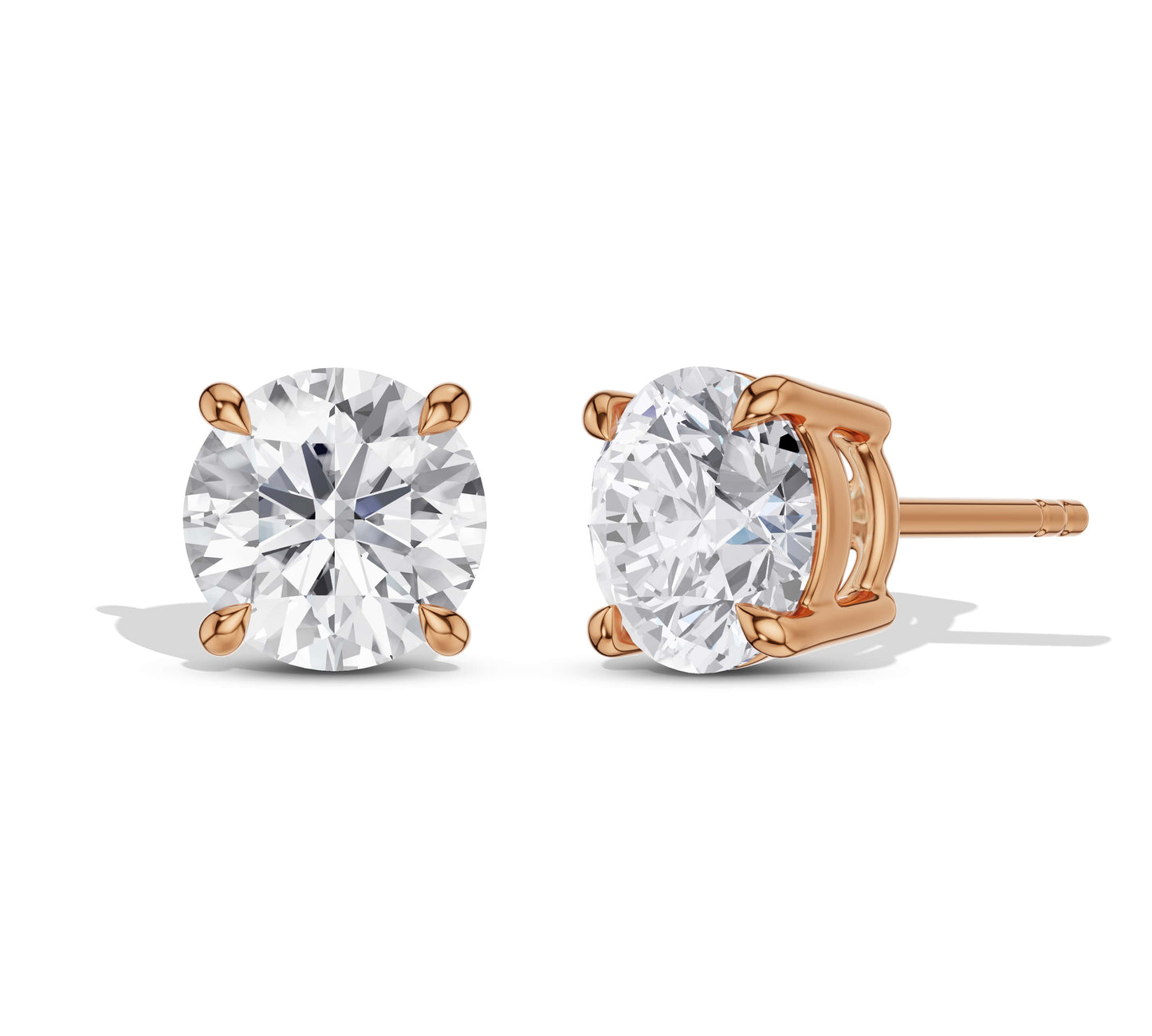 Rose gold diamond solitaire earrings