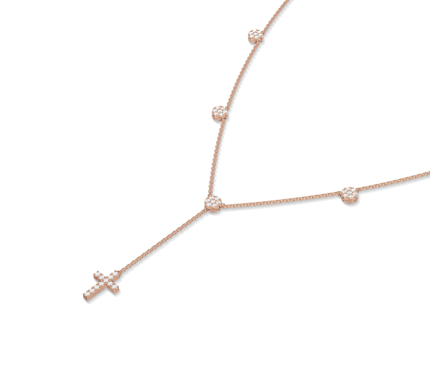 14K rose gold necklace with hanging cross charm