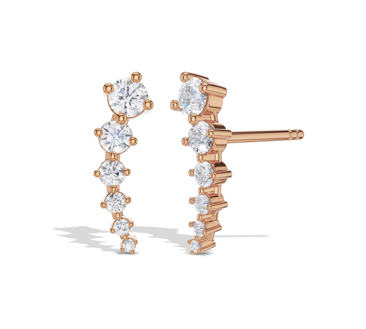 Sparkling drop earrings with diamonds in rose gold