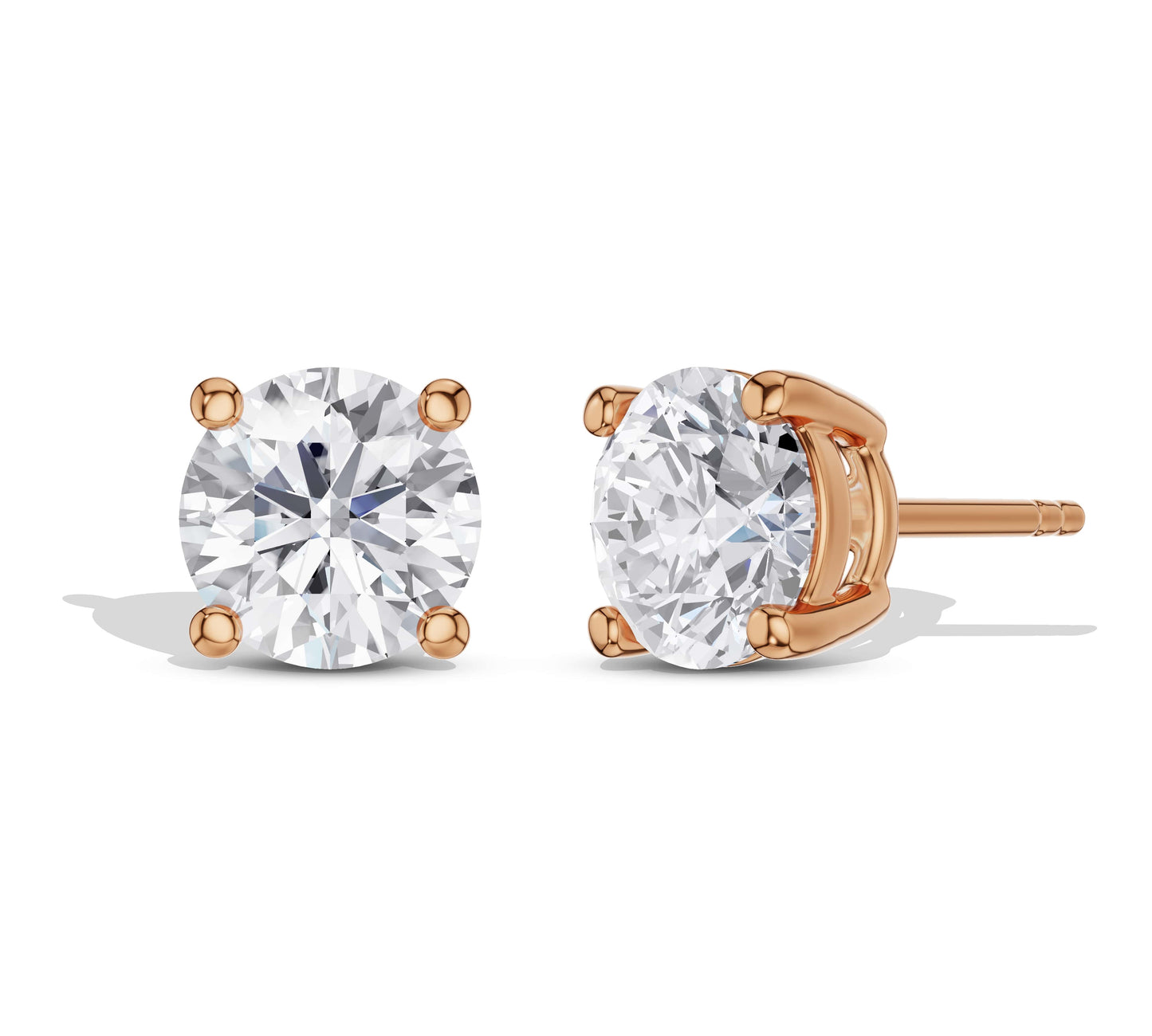 Rose gold round diamond studs