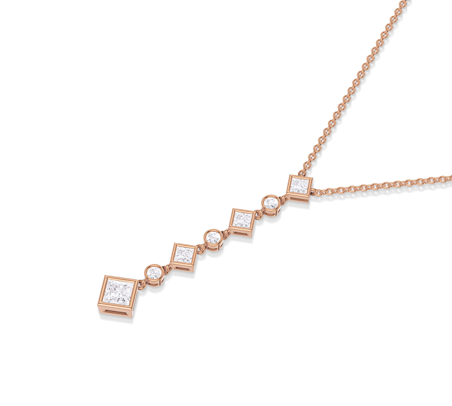 Princess diamond necklace in rose gold