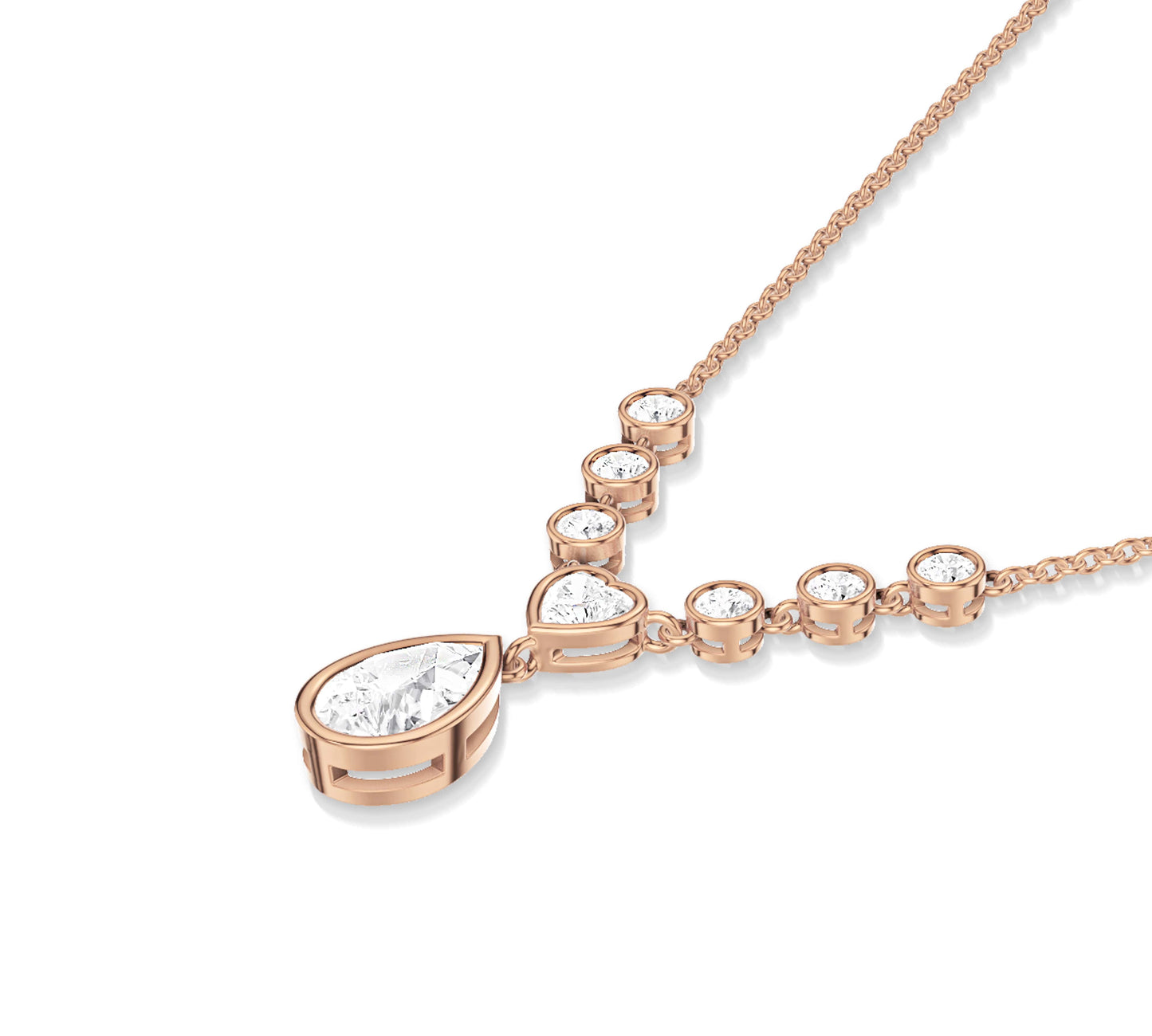 14k rose gold long pendant necklace