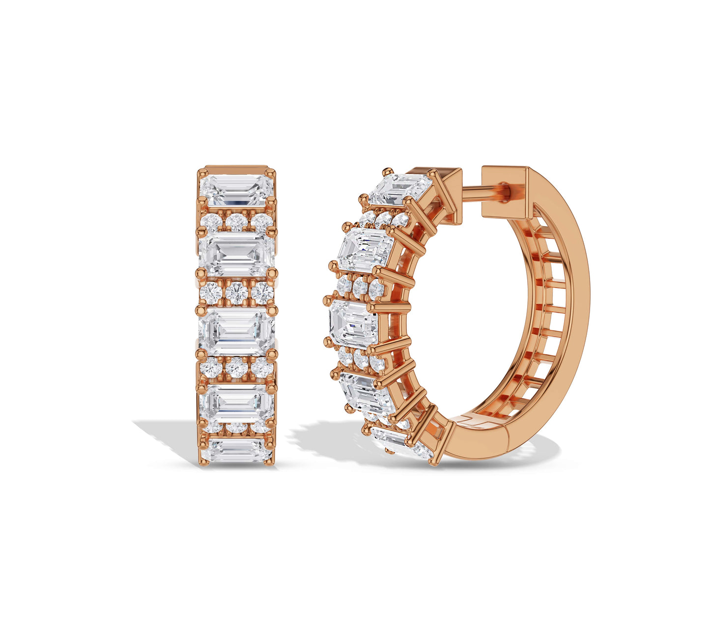 Round and Emerald Hoops