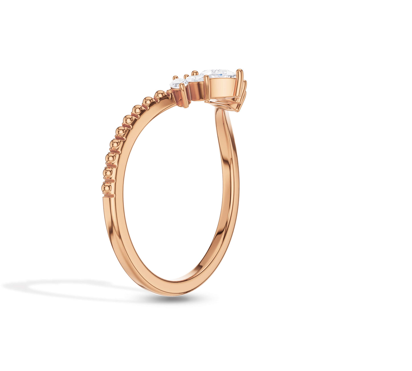 Moissanite Pear and Marquise Curved Wedding Band