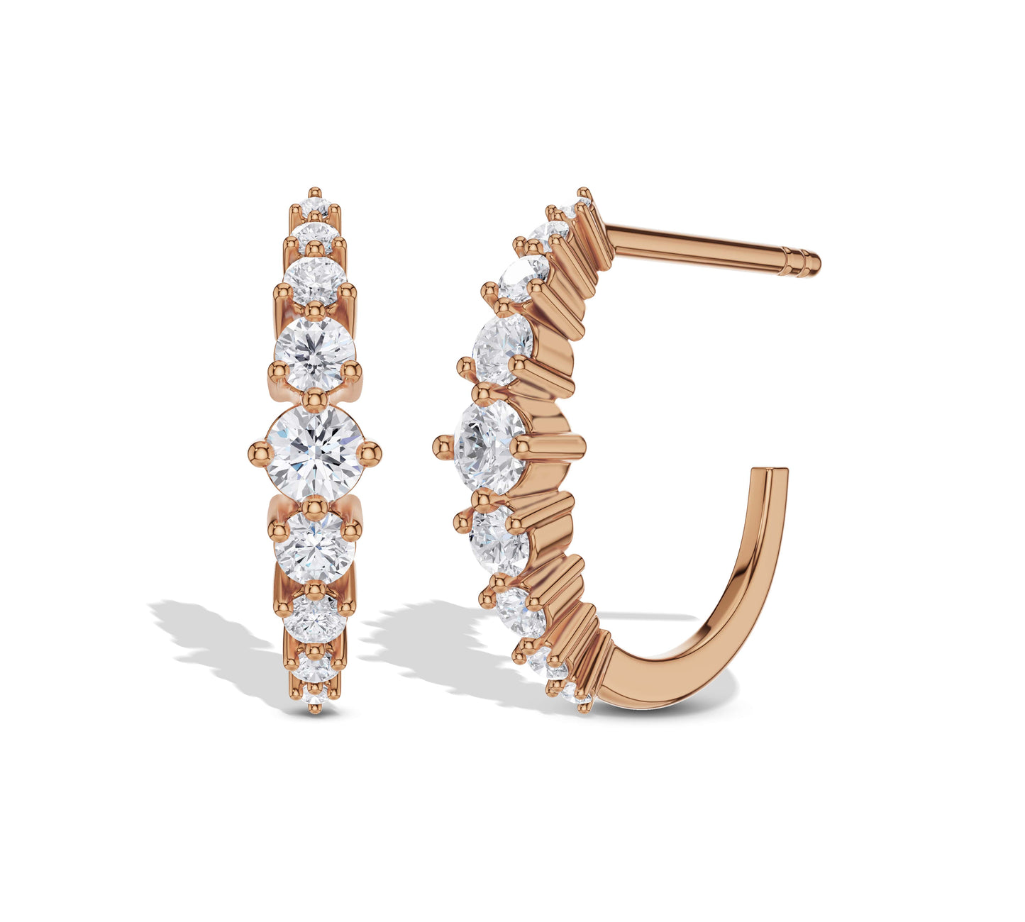 14K rose gold moissanite huggie earrings