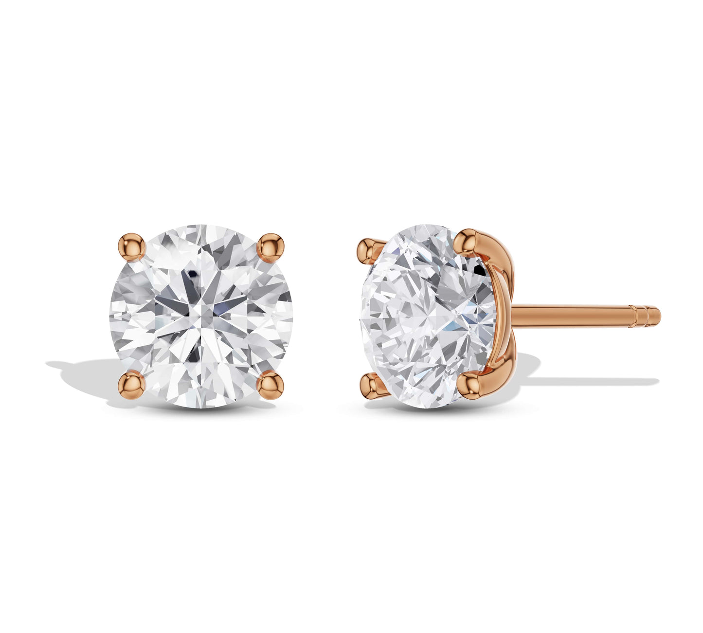 Sparkling round-cut diamond studs in 14k gold