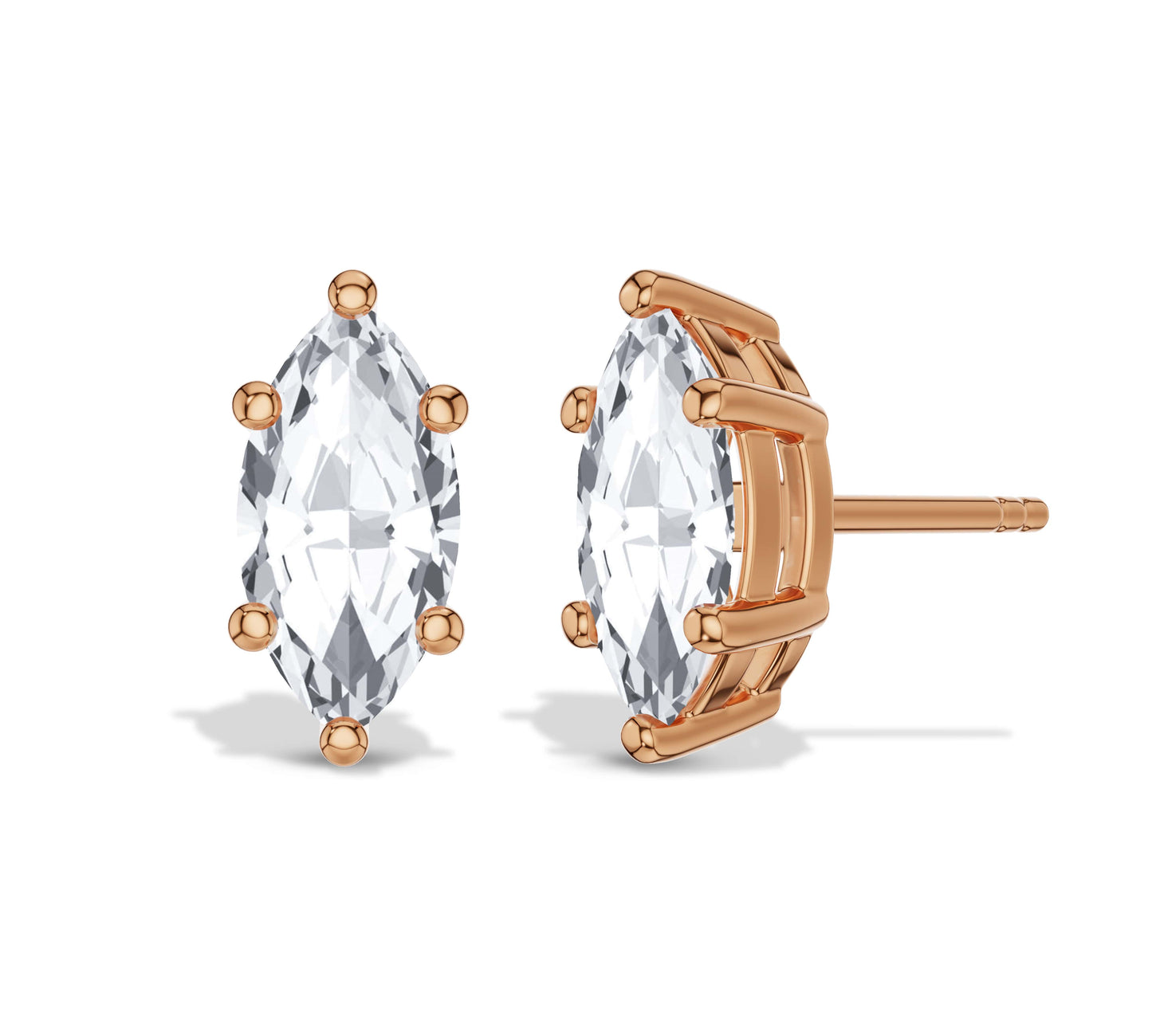 Marquise Diamond Stud Earrings Six Prong