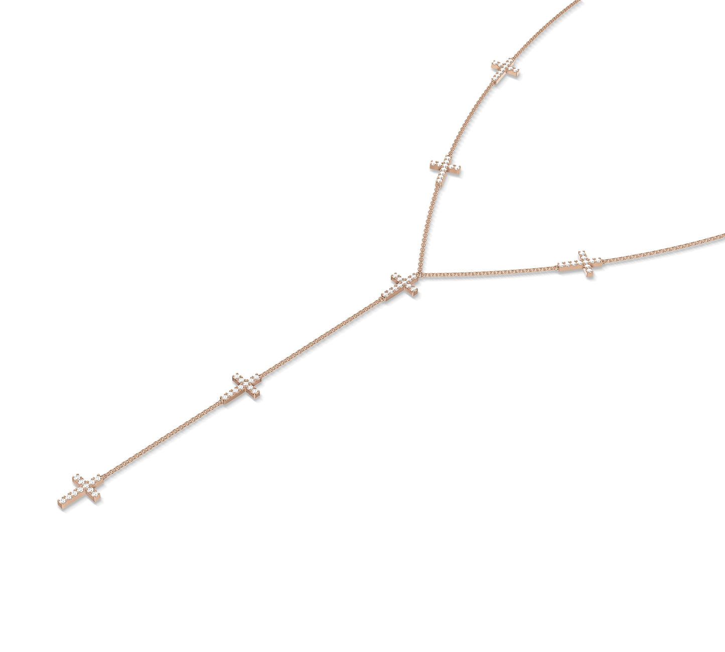 Delicate rose gold drop necklace with cross motifs