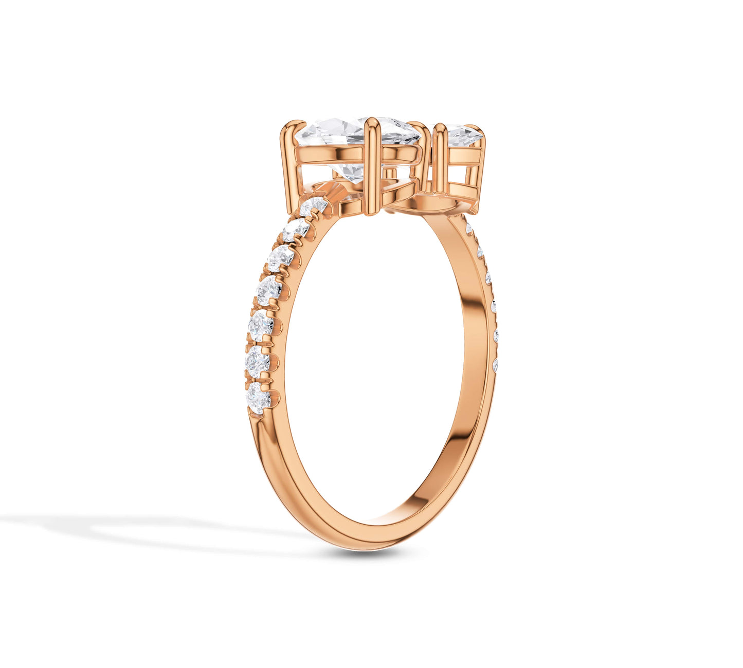 two stone engagement ring rose gold