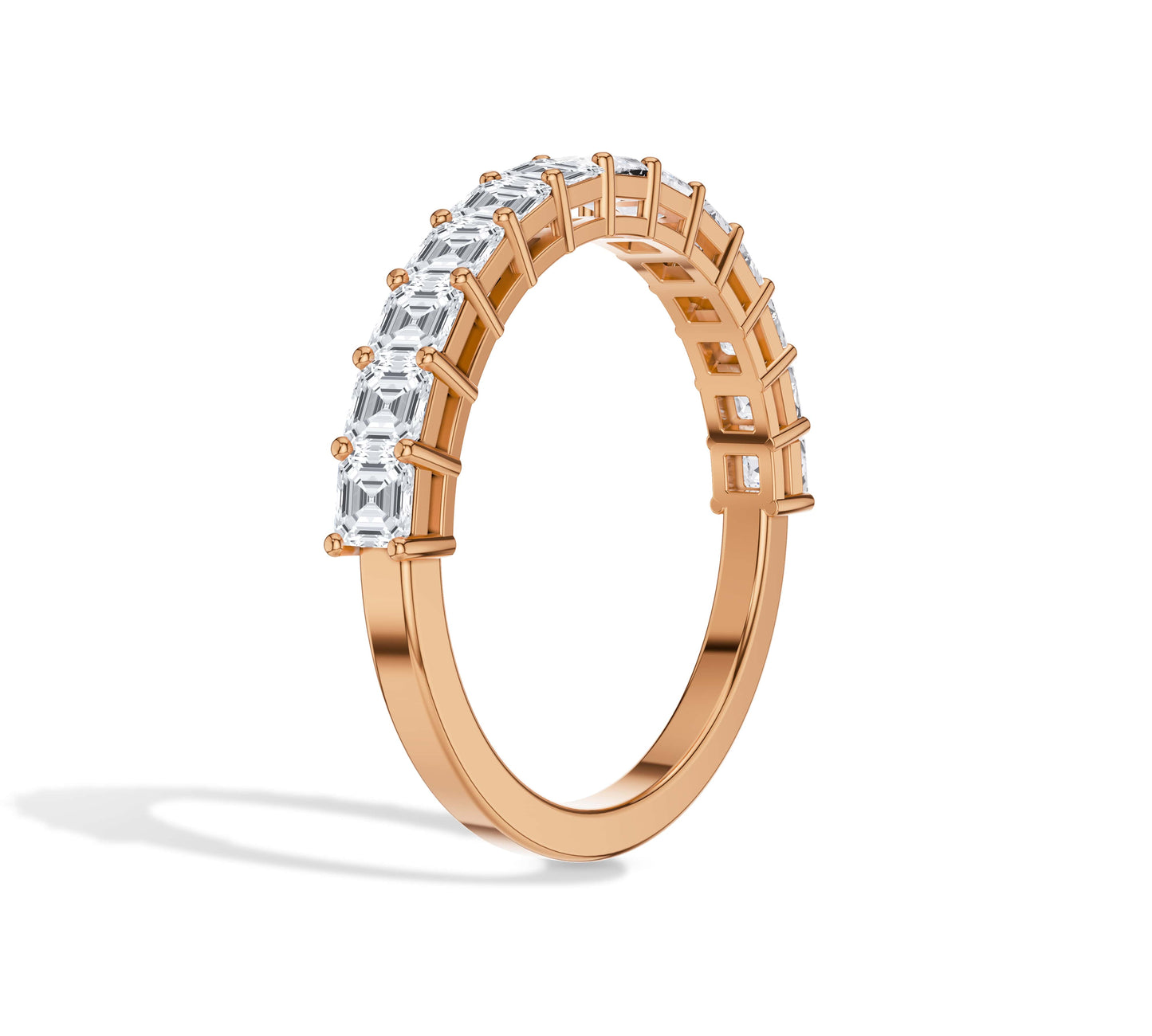 asscher cut anniversary band in rose gold