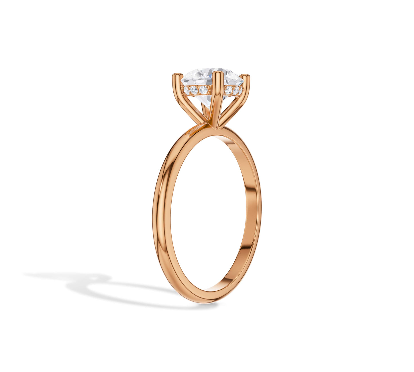 Round Cut Moissanite with Hidden Halo diamond ring