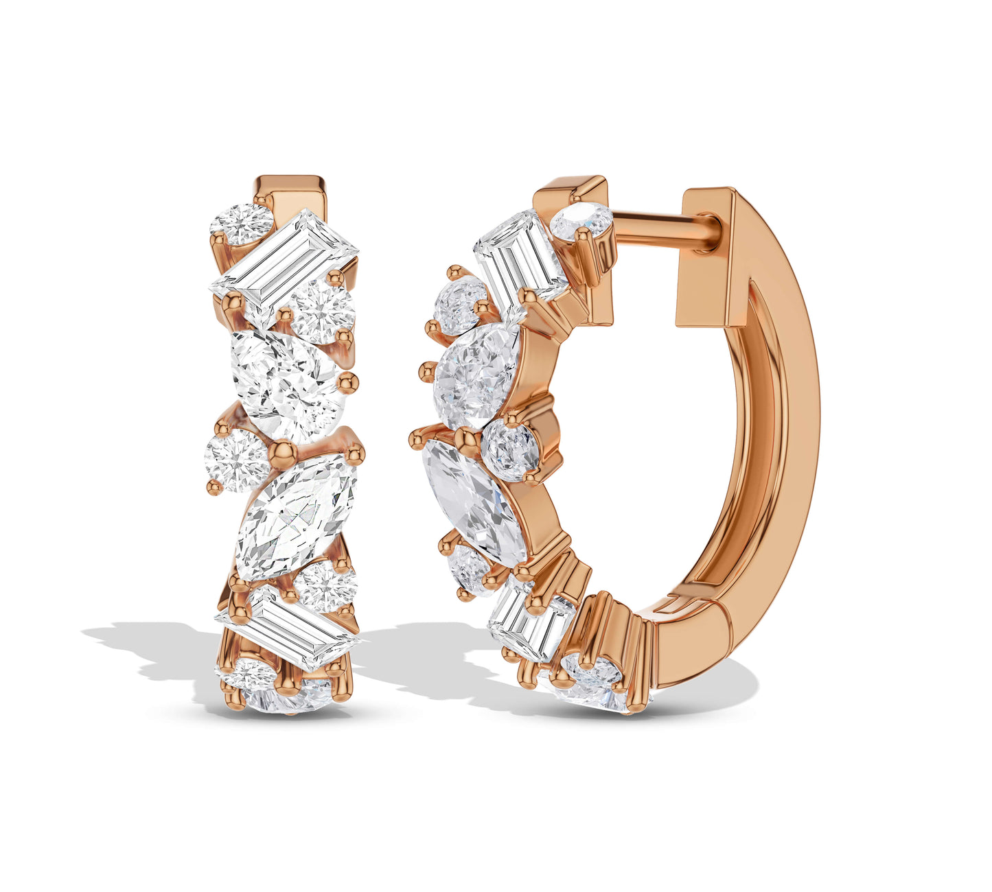 Bold and sparkly huggie hoops with diamond mix
