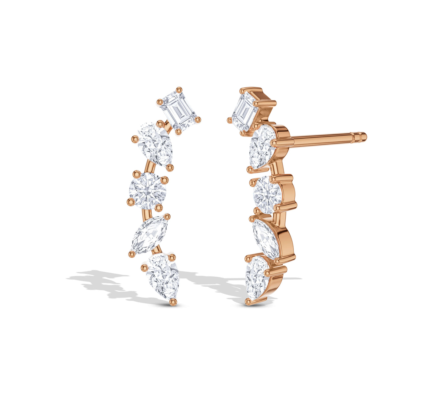 Subtle sparkle climber earrings in gold