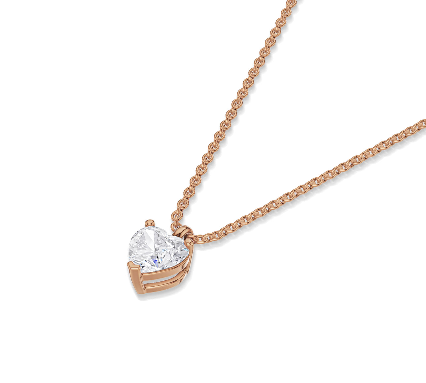 Heart Diamond Pendant Necklace Gold Solitaire