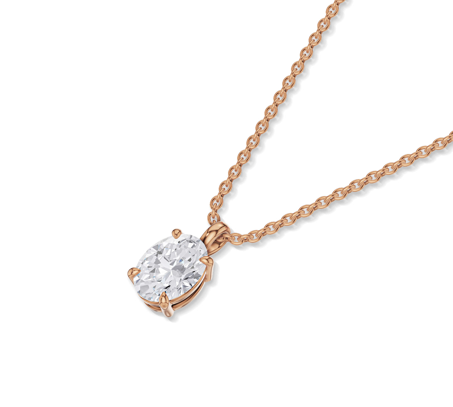 14k rose gold Solitaire Pendant Necklace