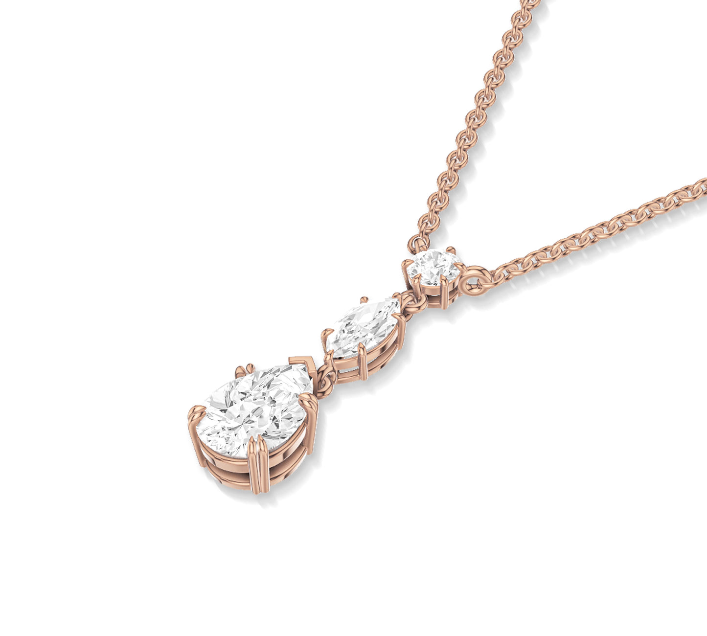 Classic drop pendant with three vertically stacked diamonds