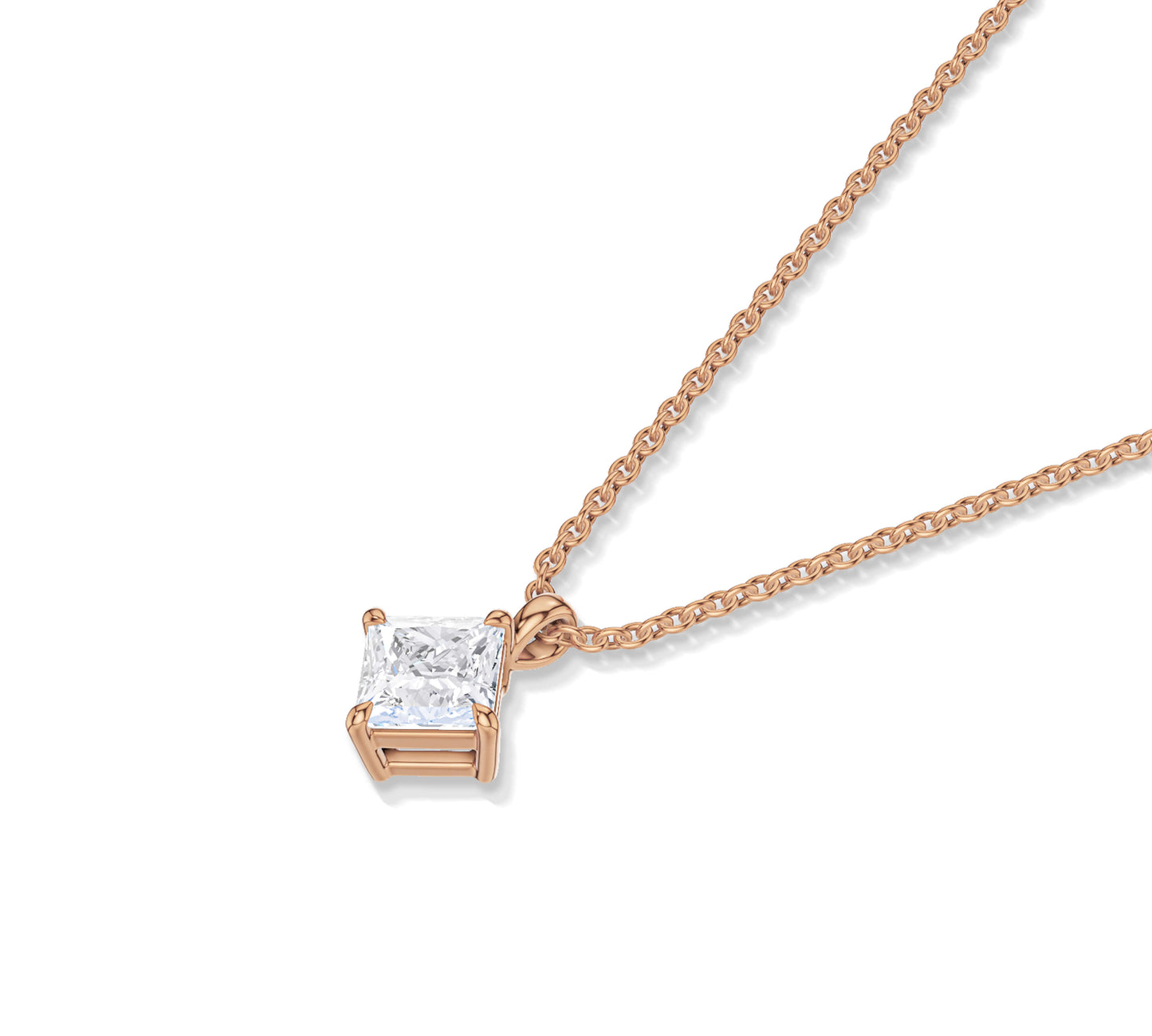 rose gold solitaire diamond necklace