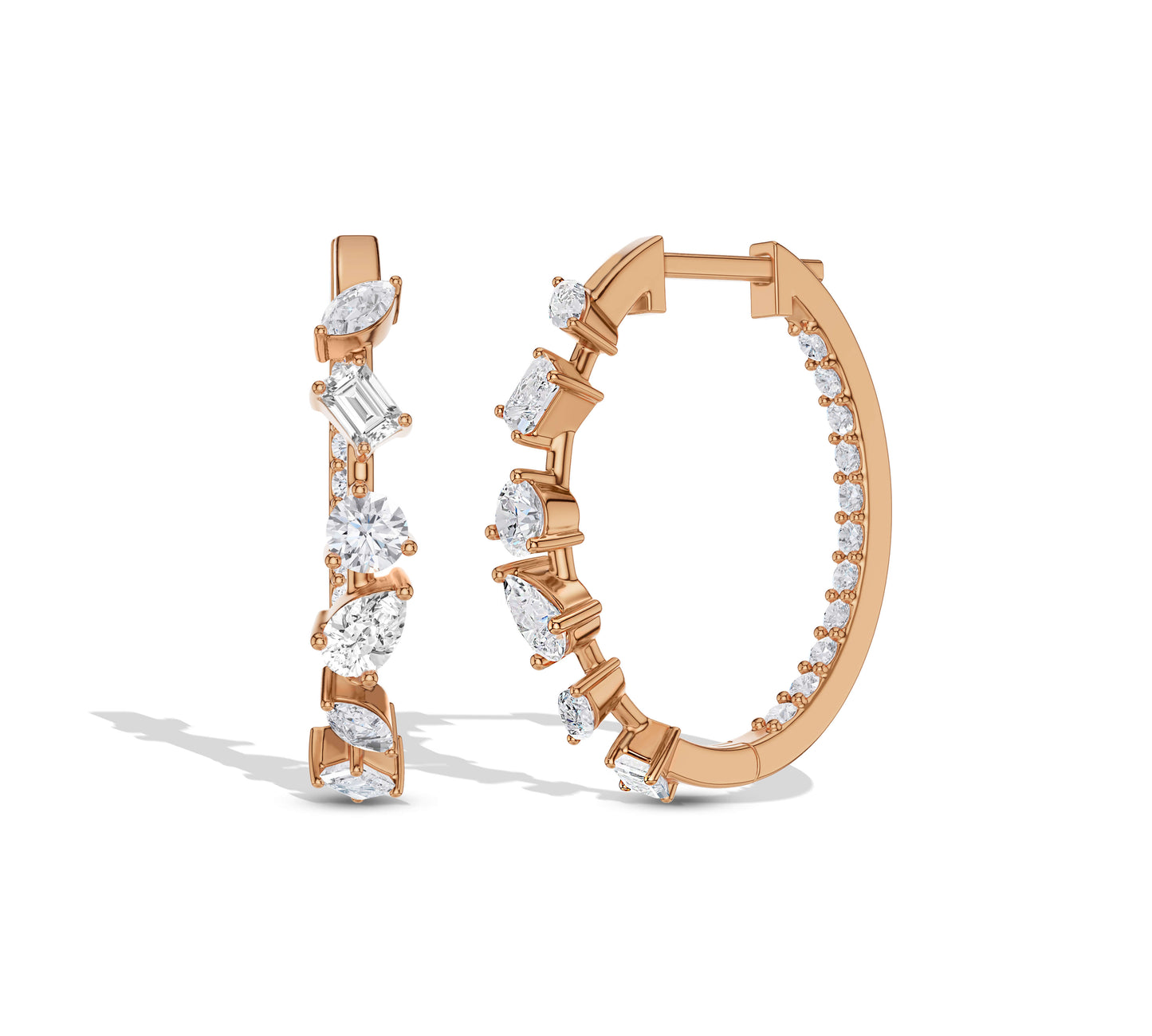 Sparkling lab-grown diamond inside-out earrings