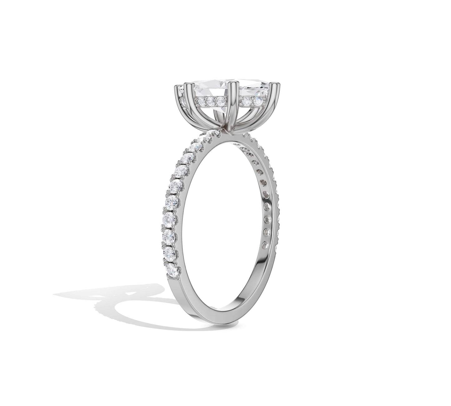 White gold hidden halo marquise engagement ring
