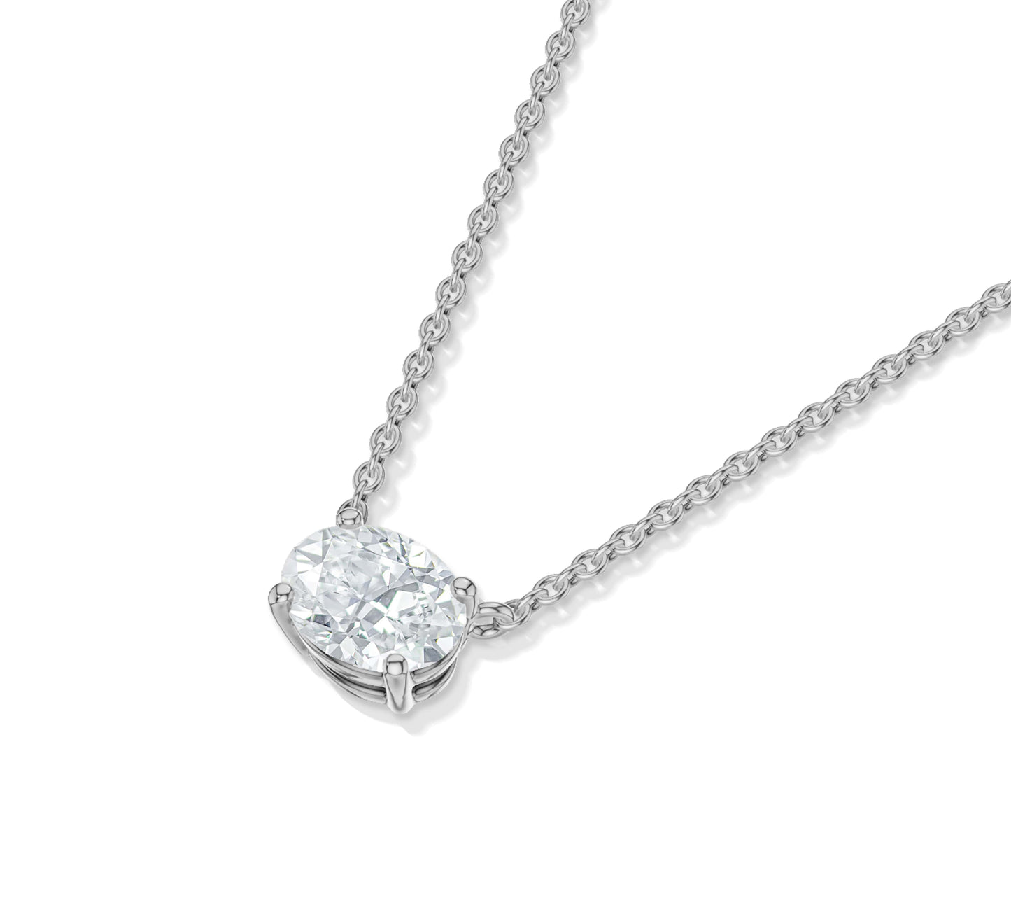 Horizontal Oval Cut Diamond Necklace
