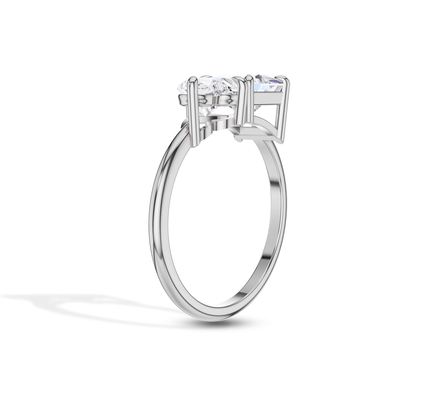 Stylish white gold dual diamond engagement ring