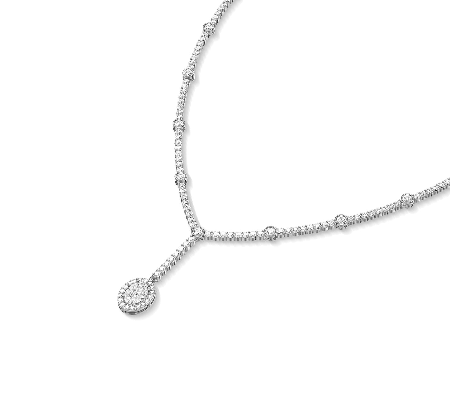 Evening wear necklace with shimmering drop
