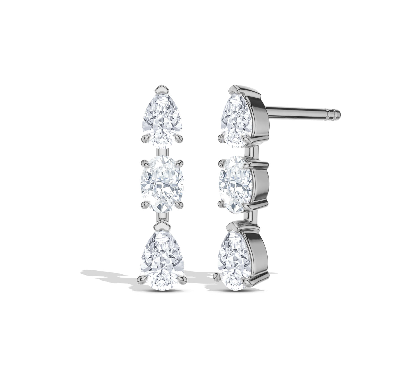 Diamond drop earrings in 14k white gold